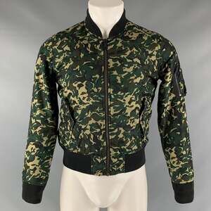 SCHOTT Size M Green Camo Polyester Bomber Jacket
